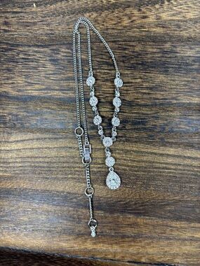 Givenchy Silver Crystal Drop Necklace